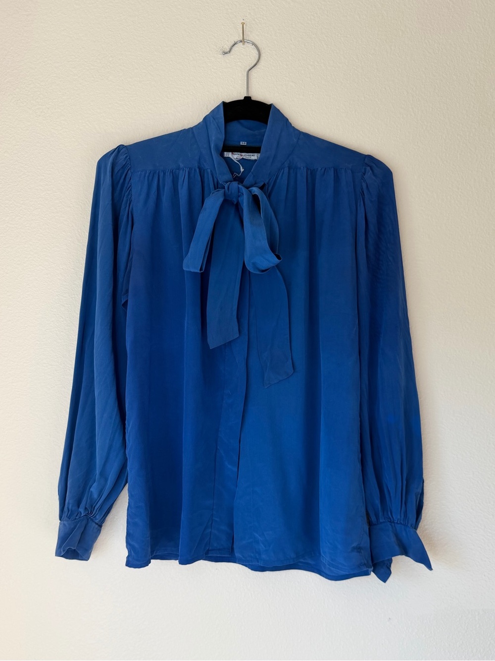 Saint Laurent Vintage Silk Tie-Neck Blouse, EU 38, Size Medium